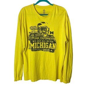 Adidas Michigan Football Yellow Graphic Shirt 2010 2 Sided Sz 2XL‎ Retro READ